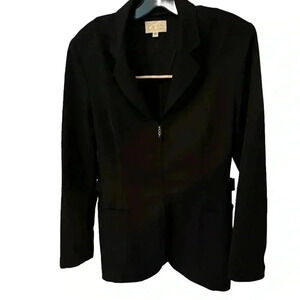 Vintage Cache women black zip up blazer. Adjustable waist buckles size 10
